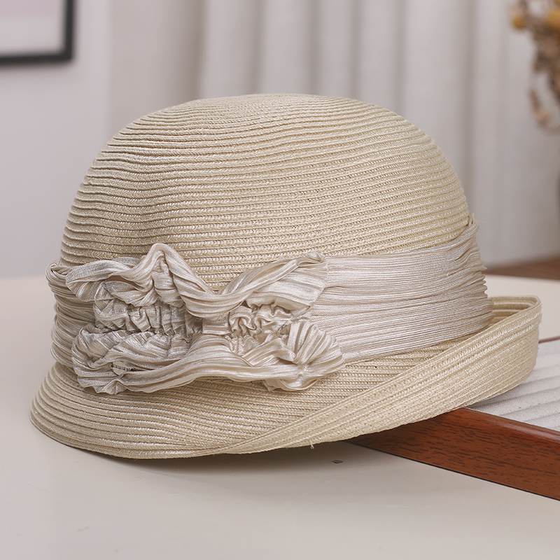 法式复古优雅卷边盆帽女春夏新款