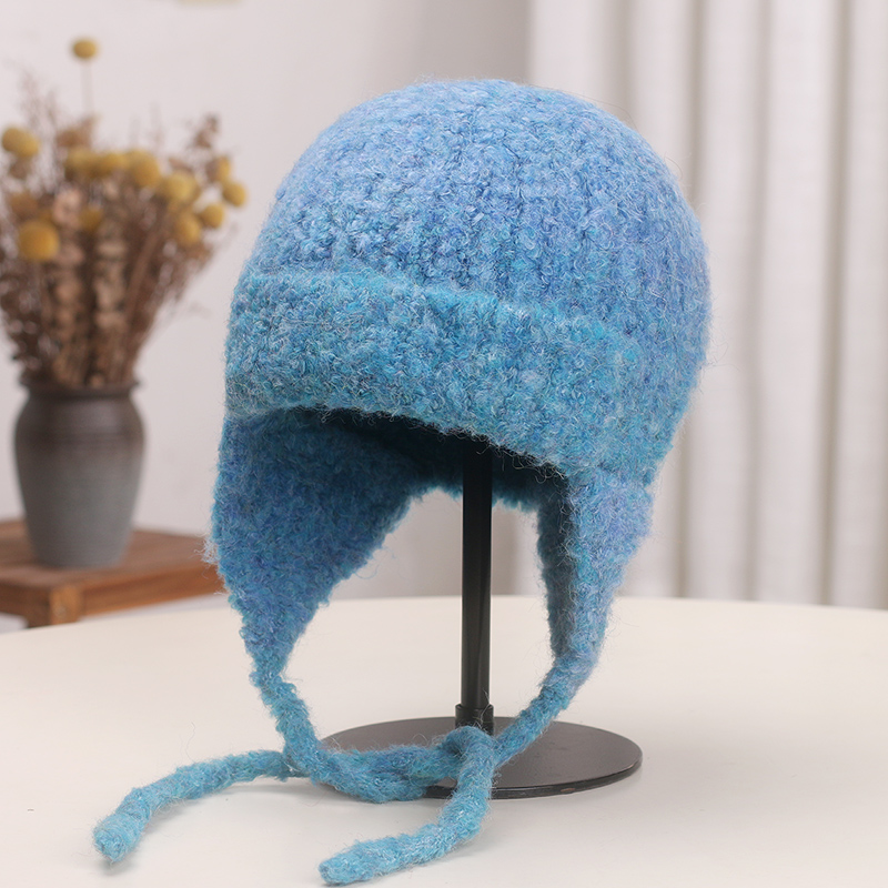 韩版百搭显脸小针织雷锋帽护耳帽