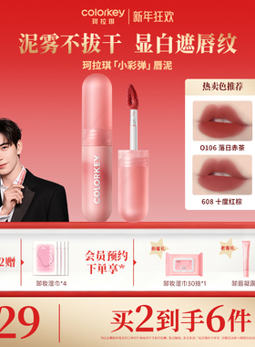 Colorkey珂拉琪小彩弹唇泥女雾面哑光唇釉唇彩口红女学生党红棕色