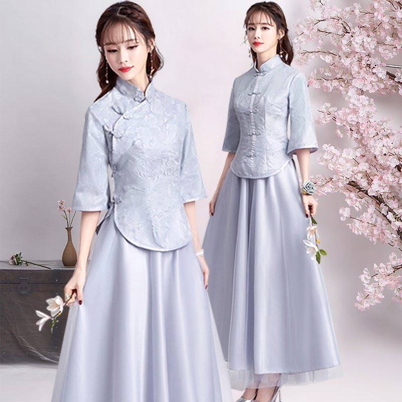伴娘服姊妹成人礼纯色伴娘服中式 中国风大码女士名媛丫鬟淡雅。|ruв категории Женская одежда, Cвадебные платья, платье/вечернее платье - от Buy2taobao.com для оказания профессиональной услуги покупки агента Taobao
