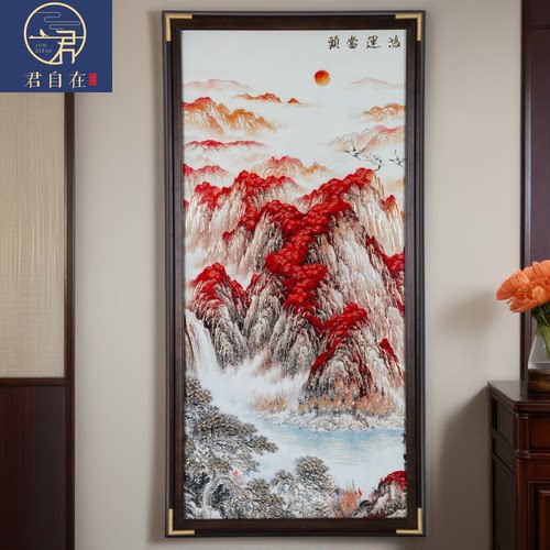 鸿运当头新中式山水铜雕装饰画