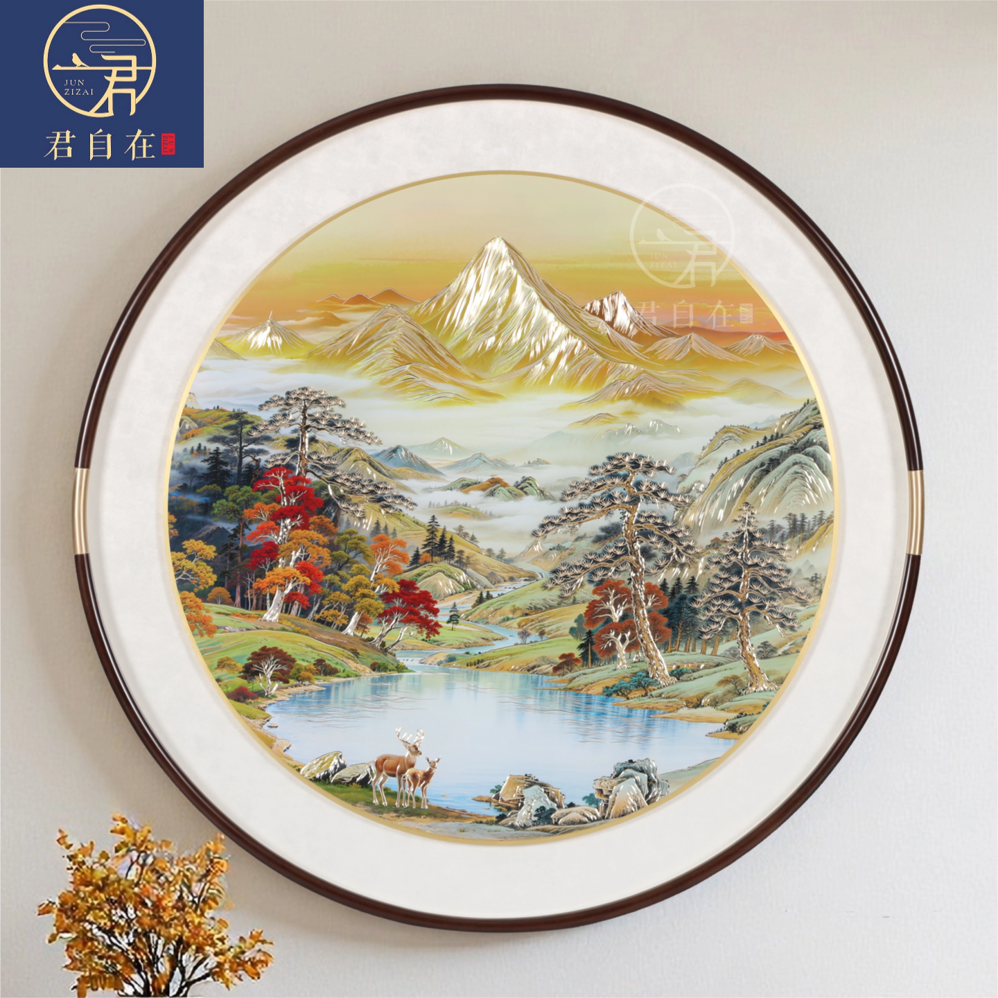 金山聚宝图手工铜雕装饰画玄关