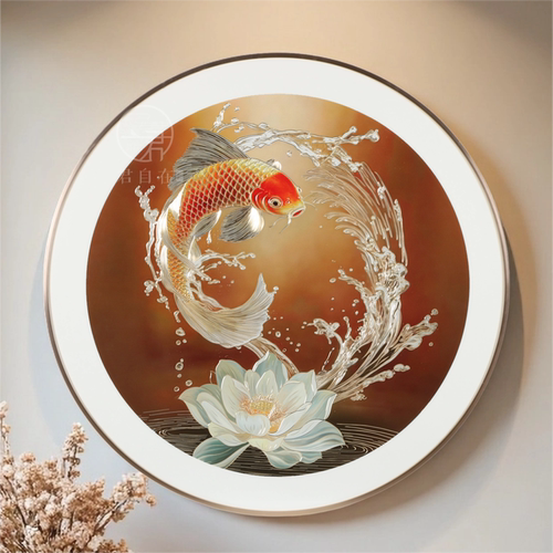 鱼跃龙门锦鲤荷花铜雕装饰画