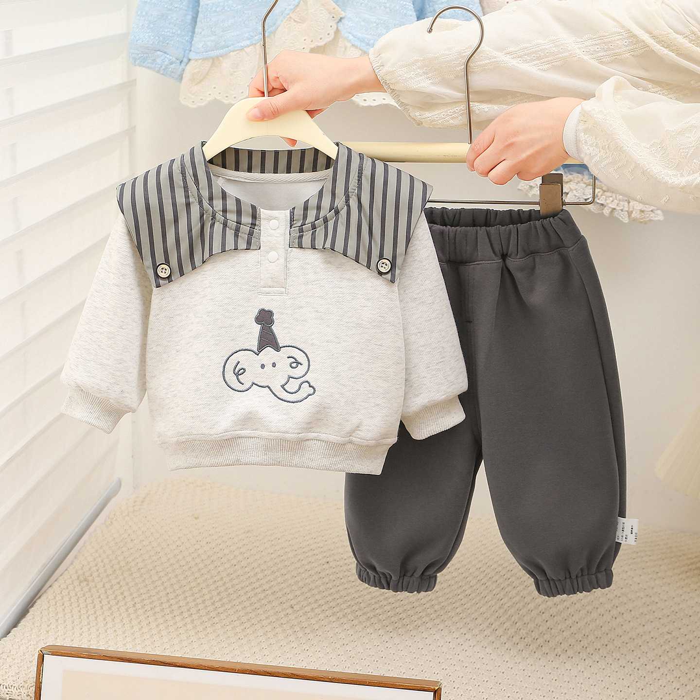 童装男童春装套装洋气男宝宝春秋季韩版卫衣两件套婴儿小男孩衣服