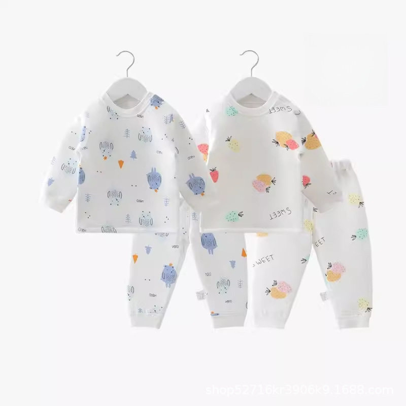 婴幼儿三层保暖内衣无骨贴身两件套春秋冬宝宝衣服新生儿分体套装
