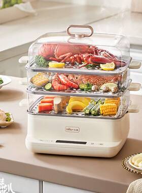 官网品牌小熊电蒸锅DZG-CA2G2 智能预约定时保温多功能家用三层大