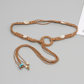 棕色腰带女腰绳配牛仔裤 饰裙子编织民族风腰链 带百搭装 2024新款 裤