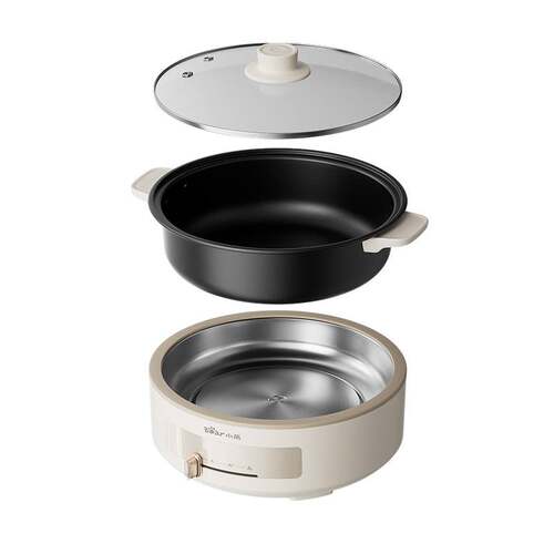 品牌小熊电火锅DHG-C40V2家用多功能宿舍分体式电热锅电炒锅4L大