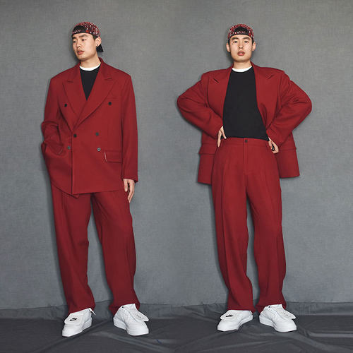 早春质感红色高街西装外套高级感