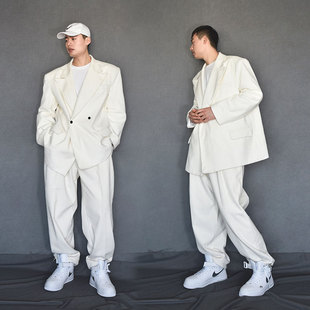 设计感白色西装 灯芯绒小众上衣男高级感超好看外套男轻奢 通勤套装