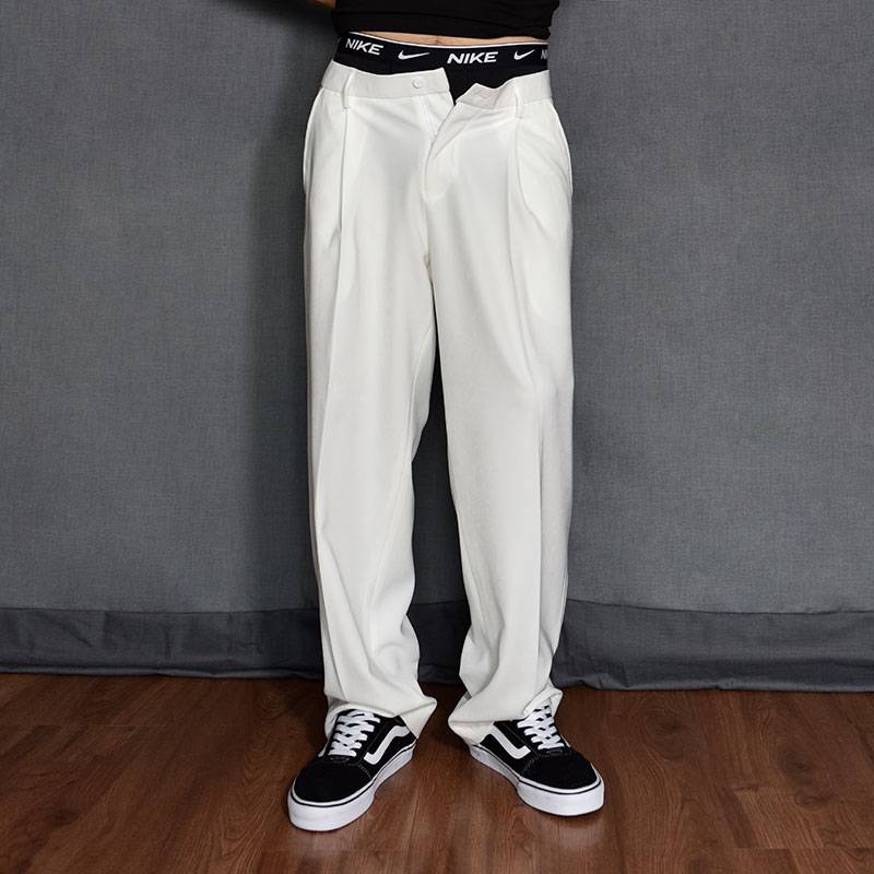 原创宽松长裤四季白色垂感阔腿裤