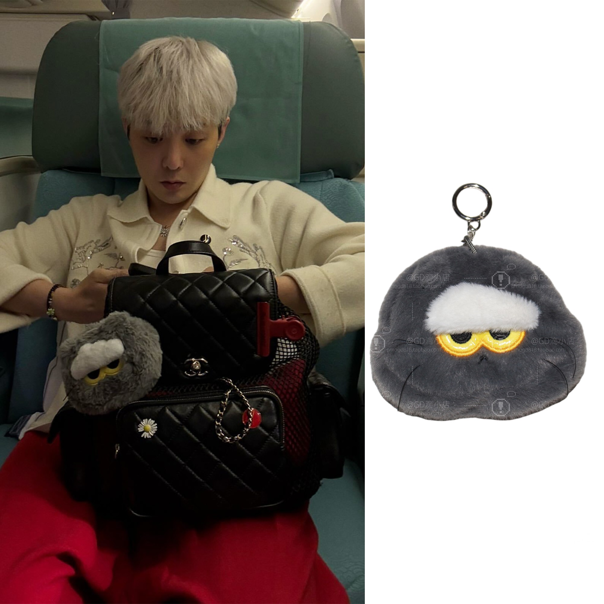 新款gd权志龙同款zoa毛绒包包挂饰情侣挂件钥匙扣零钱包耳机包