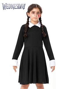 儿童星期三同款连衣裙wednesday哥特式裙子校服亚当斯一家cos服装
