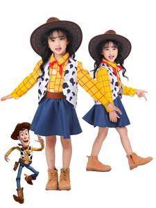 迪士尼COSPLAY 儿童牛仔服装玩具总动员翠丝胡迪警长角色扮演裙子