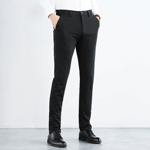 black Men fit suit trousers Slim pants office formal stretch