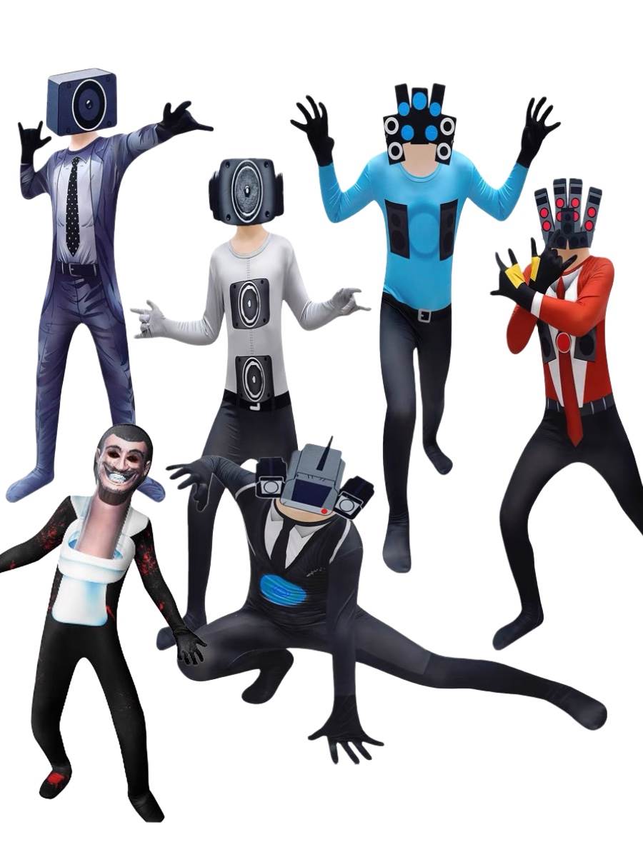 万圣节cosplay马桶人和监控人泰坦电视人vs巨型音响人角色扮演服