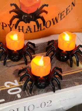 Halloween Decorations LED Candle Light Plastic Spider Pumpki