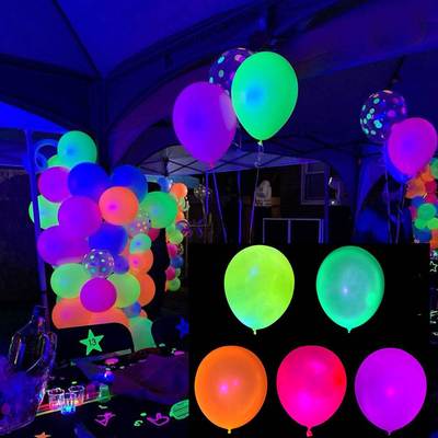 5pcs 12inch UV Neon Glow Latex Balloons Happy Birthday Fluor