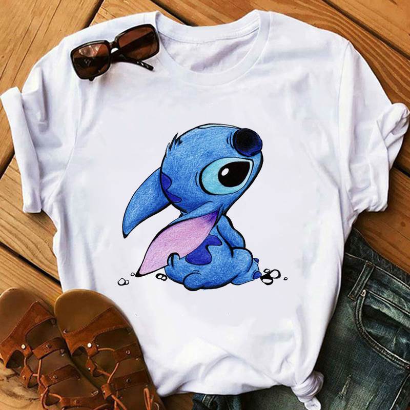 Women's T-Shirt LILO STITCH Summer White harajuku Kawaii