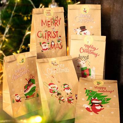 Christmas Gift Bags Kraft Paper Bag Candy Cookie Packaging P