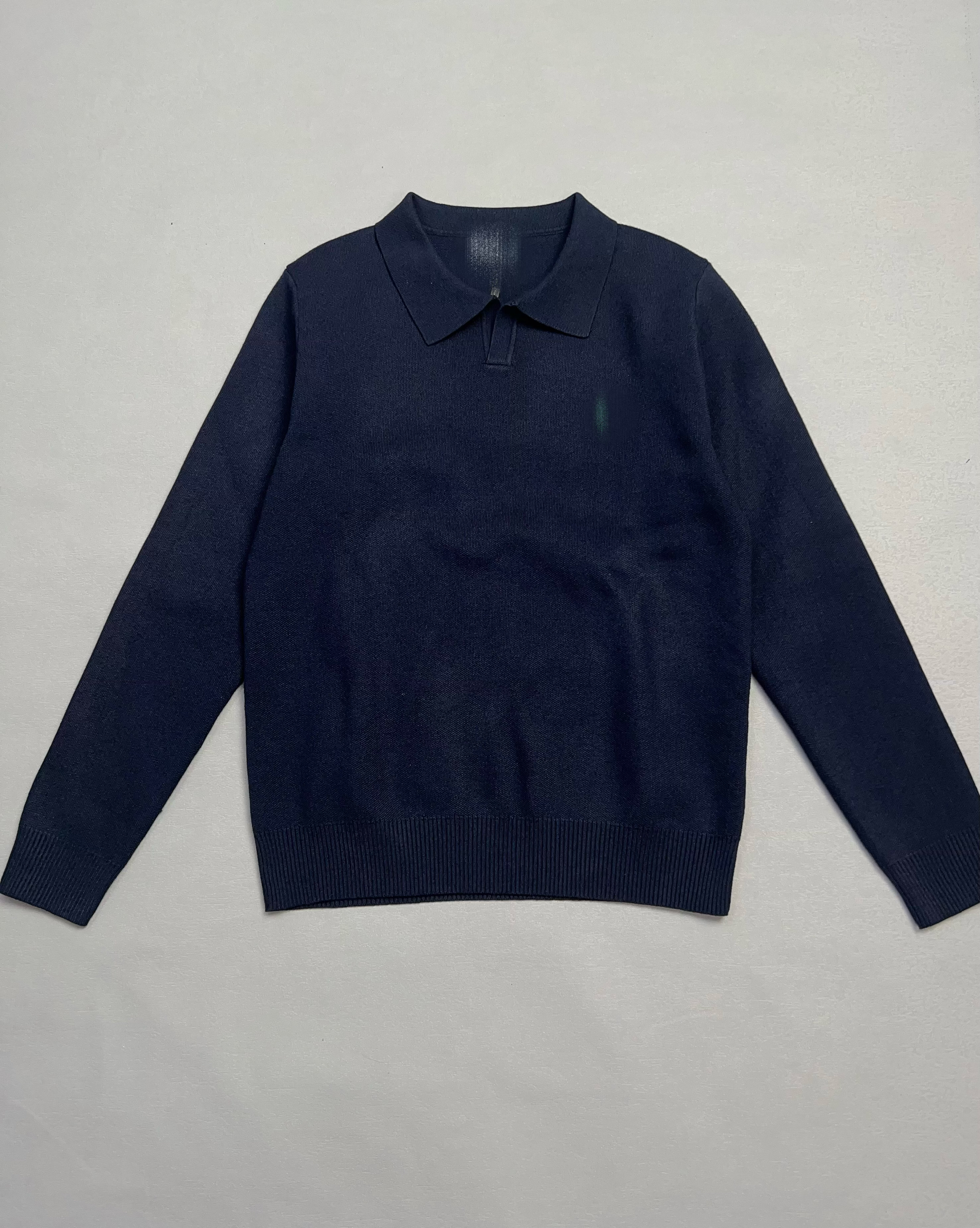 秋冬新款男士修身简约翻领长袖厚款针织刺绣套头打底毛衣外套