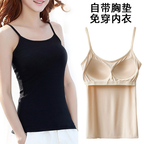 薄款女带胸垫背心吊带内搭打底