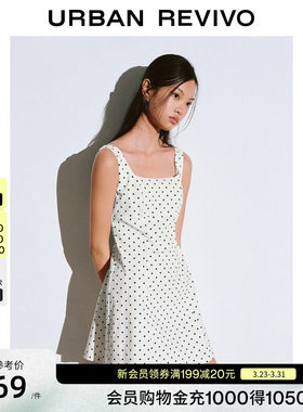 UR2026夏季新款女装休闲复古波点蝴蝶结超短连衣裙UYY760066