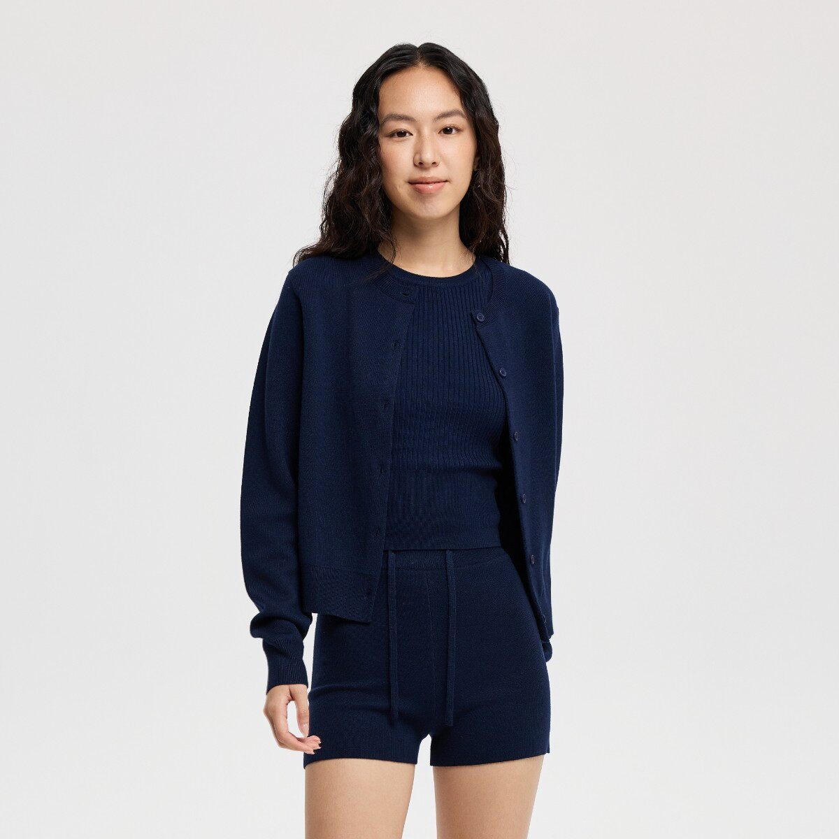 oneup老钱风羊毛背心针织开衫外套两件套上衣女春秋纯色毛衣套装