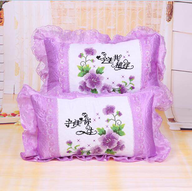包邮纯手工十字绣单人成品枕头