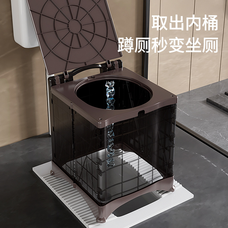 室内便携式孕妇成人老年人卧室床边便桶折叠家用移动马桶人坐便器