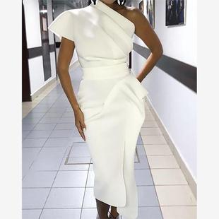 Irregular One Slit Ruched Dress单肩不对称连衣裙 Shoulder