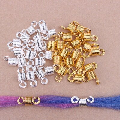 10PCS Spring Curl Hair Rings Metal Braid Beads 金属脏辫环
