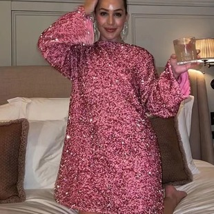 Party Women Sequined Tied Dress欧美性感亮片派对连衣裙 Back