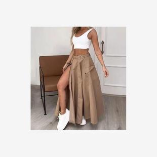 Split Sets无袖 Skirt Piece 背心纯色开衩半裙两件套女 Two Women