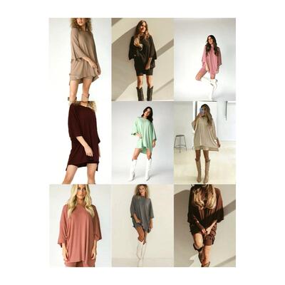 Solid color loose fitting T-shirt+tight shorts for women