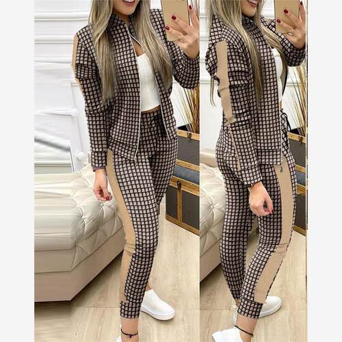 PlaidPrintZipUJacke&