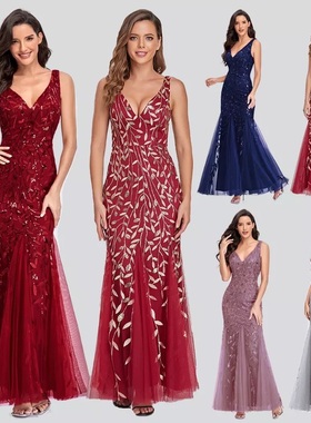 Sleeveless Sequins Mermaid Party Prom Gowns Women Formal
