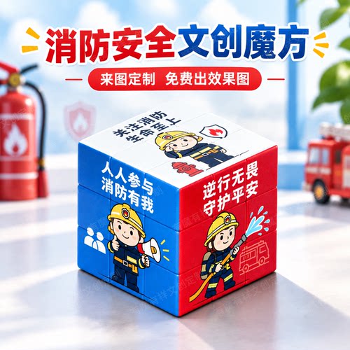 消防安全魔方来图定制三阶企业礼盒摆件宣传文创玩具个性化uv打印
