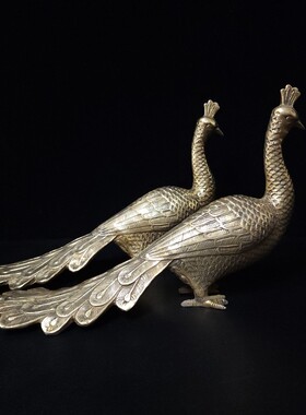 黄铜孔雀摆件百鸟之王家居用品铜器工艺品装饰品纯铜花鸟摆饰