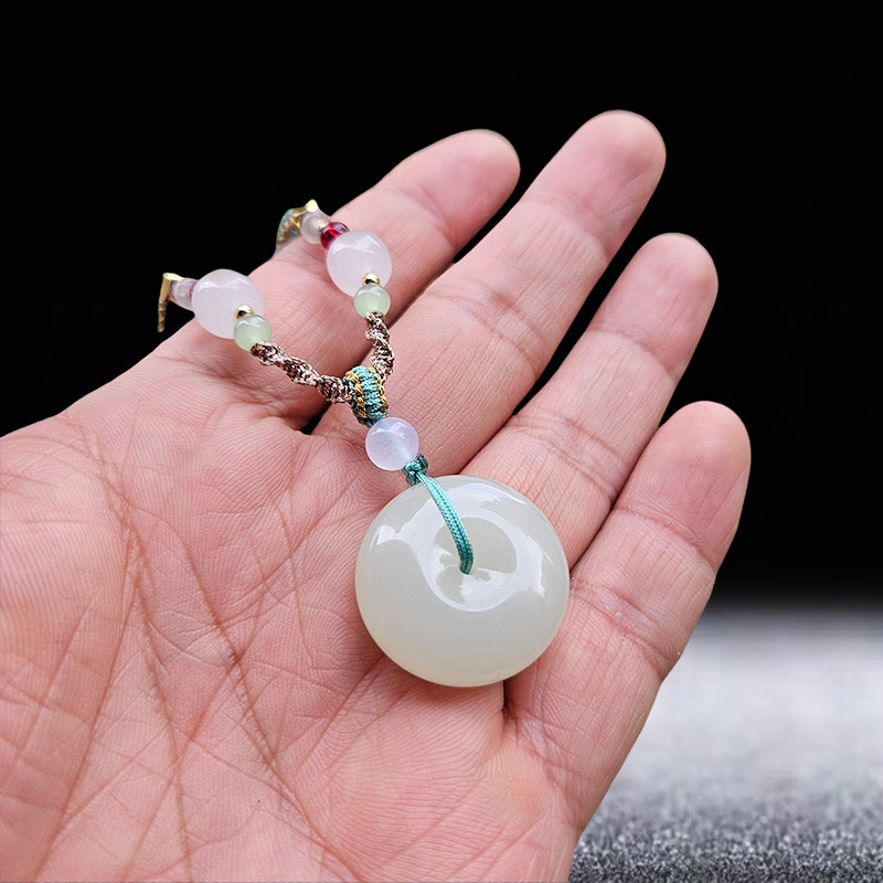 和田玉平安扣有鉴定证书男女通用挂坠玉坠玉石玉器送礼礼品珠宝