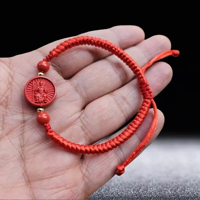 2026年朱砂手链十二生肖马本命年红绳编织手绳男太岁手串文哲