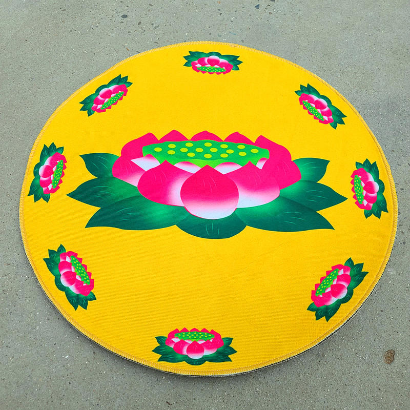 拜垫莲花圆形地毯打坐垫地垫家居家纺用品印刷门垫门毯荷花练功毯
