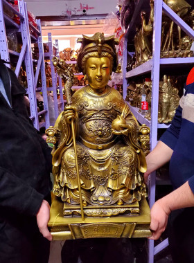 黄铜精工王母娘娘铜像高约65厘米西王母瑶池金母天尊