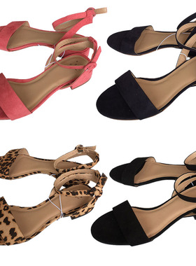 2025夏季新款低跟露趾扣带凉鞋外贸大码41424344舒适防滑罗马鞋