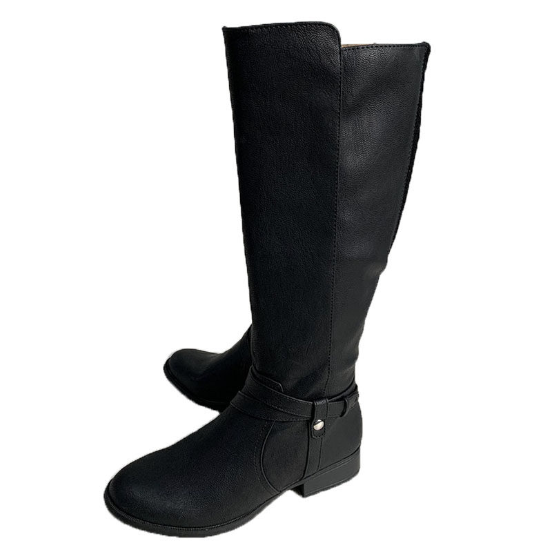 长筒靴女平底2022年秋冬新款灰色高筒靴子ins潮酷休闲复古骑士靴