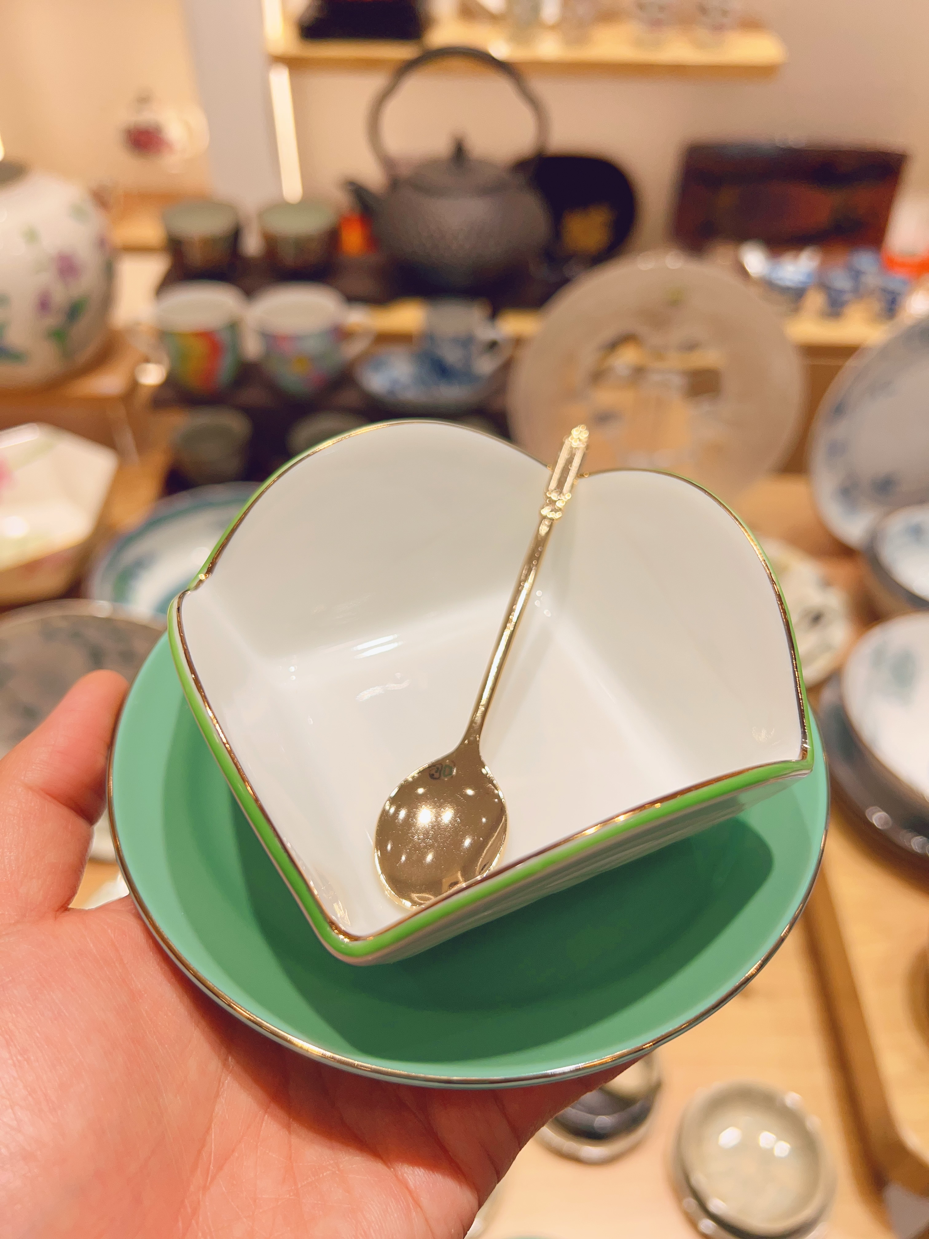 日本原装进口 有田烧甜品碗套装 碗+勺+盘