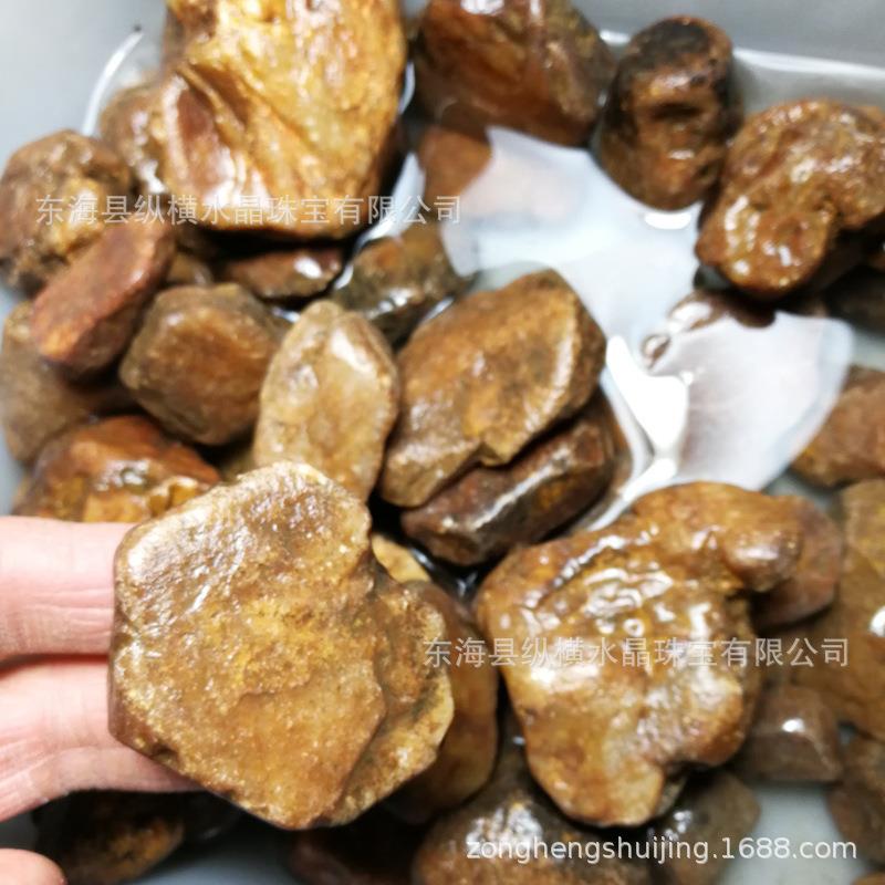 公斤价约10~50毫米黄宝石原石 原矿黄刚玉毛料单晶体