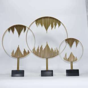 北欧创意新中式几何金属艺术装饰品摆件样板房饰品酒店售楼处软装