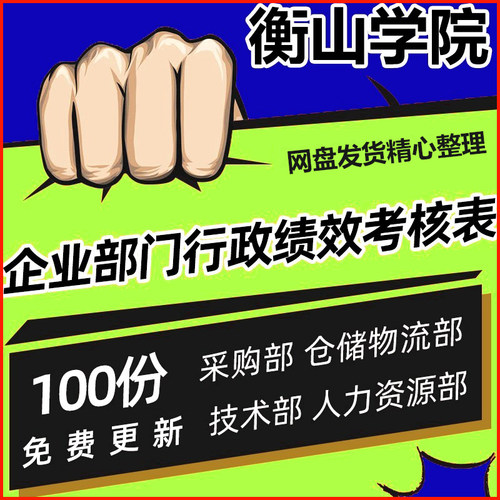 企业部门行政绩效考核表KPI多元化绩效考核仓储采购绩效考核表