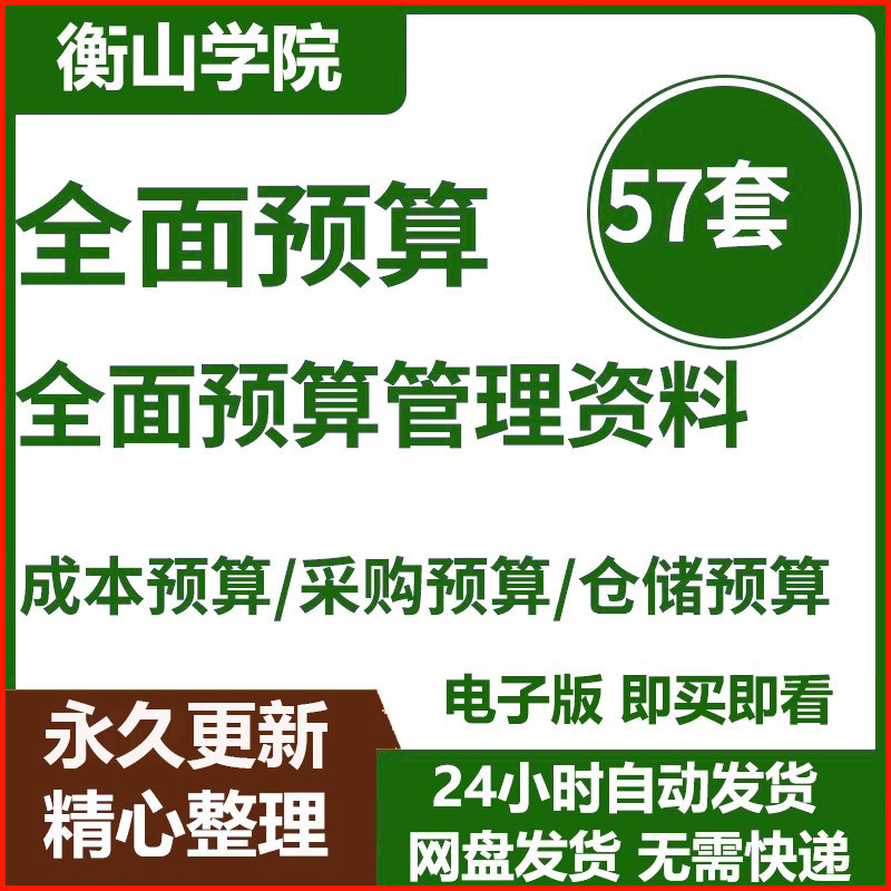 企业公司财务全面预算管理制度成本销售费用采购预算excel表资料